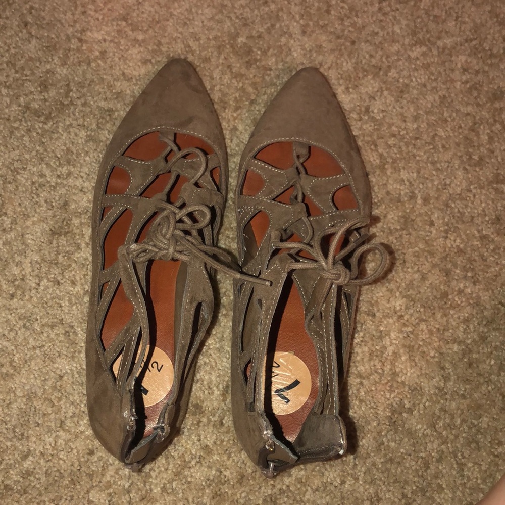 Olive green ballet flats